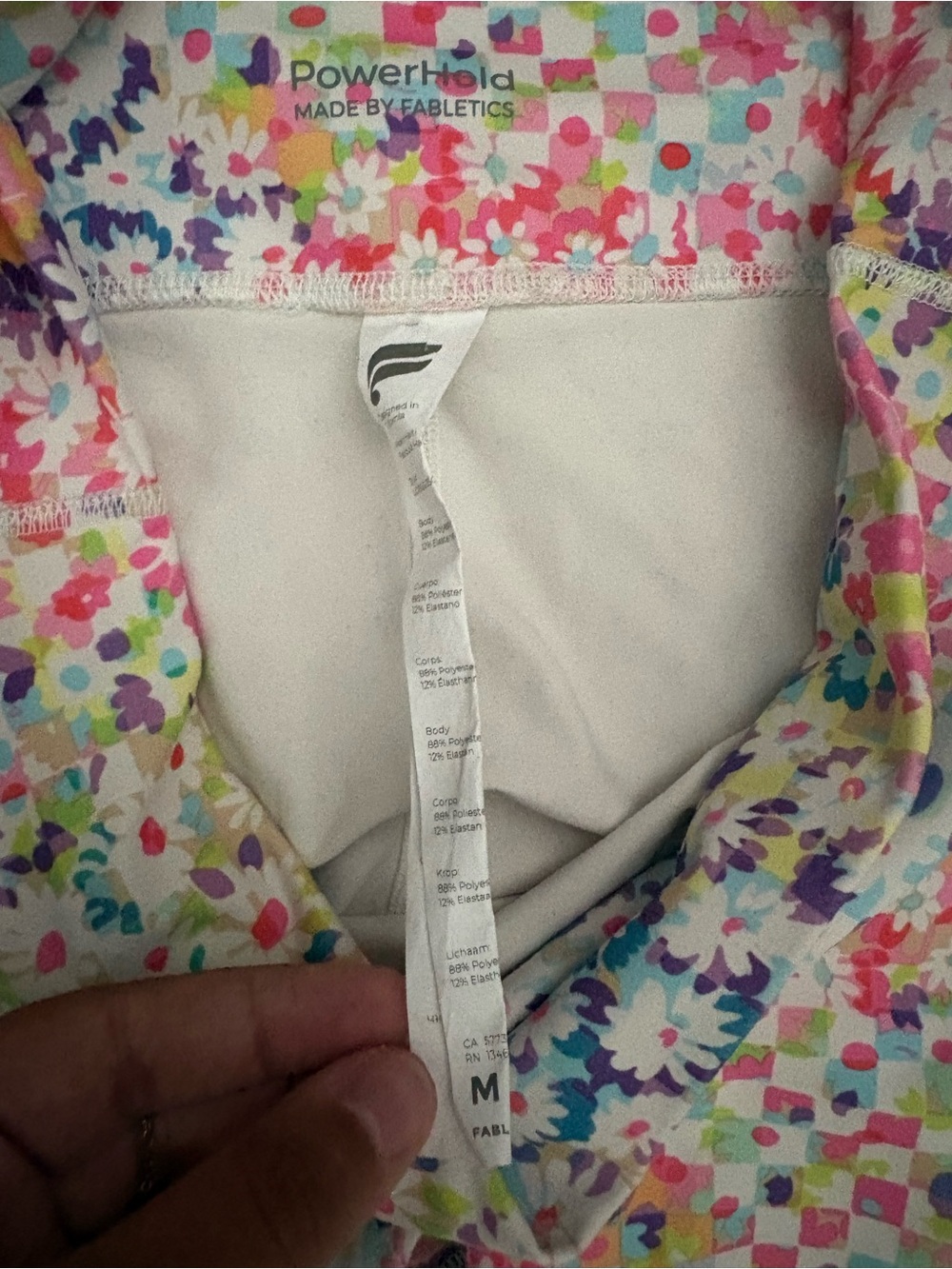 Fabletics Define PowerHold High-Waisted 7/8 Leggings Patchwork Daisy Size M - Picture 4 of 4